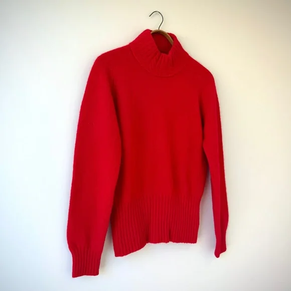 70’s McGregor Vibrant Red Scottish Shetland Wool Turtleneck Sweater - Picture 4 of 8